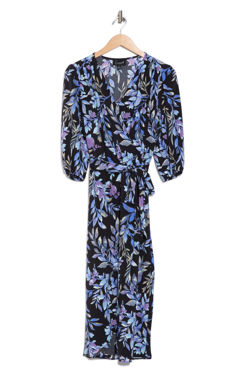 Connected Apparel Midi Wrap Dress, Alternate, color, Periwinkle