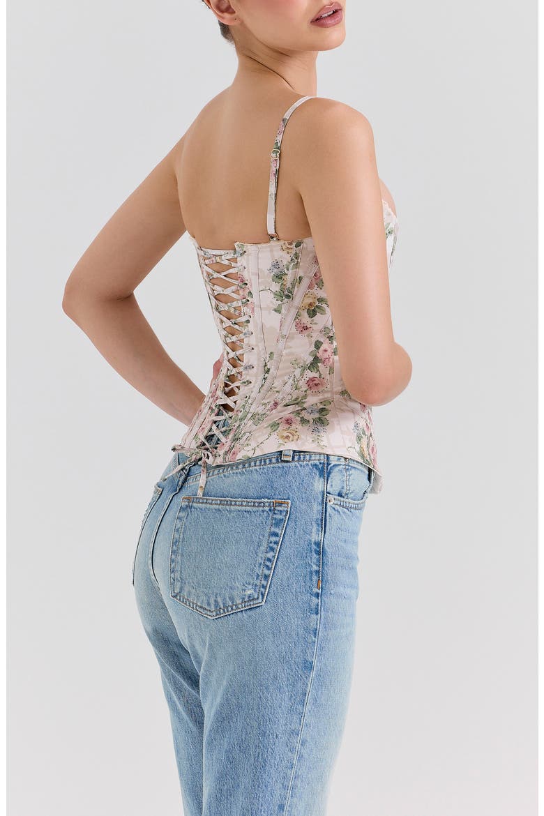 Cadie Stretch Cotton Corset Top, Alternate, color, VINTAGE FLORAL AND CREAM