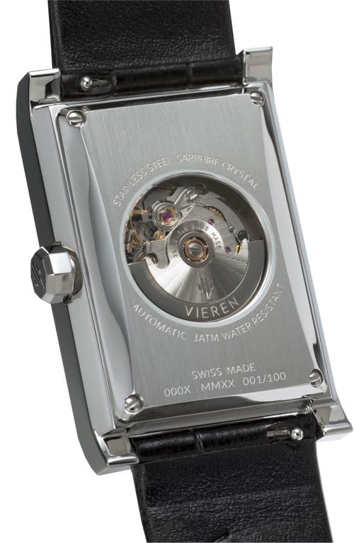 Vieren Black Croc Leather Swiss Automatic Watch In Black
