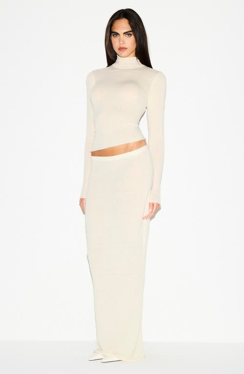 Skims Featherweight Cashmere Long Sleeve Turtleneck Top In White