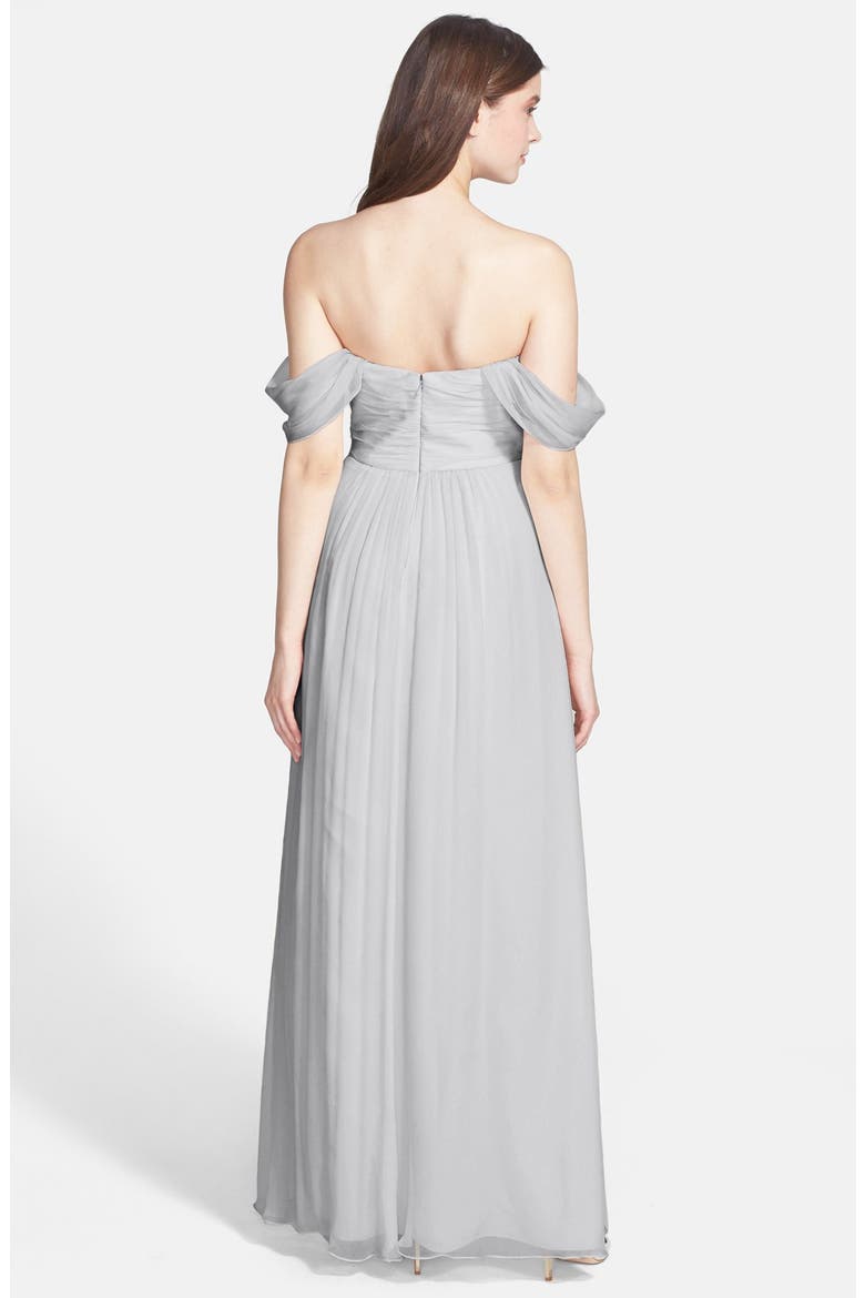 Convertible Crinkled Silk Chiffon Gown, Alternate, color, DOVE