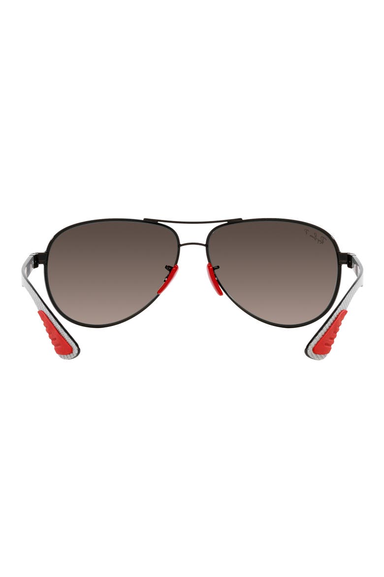 61mm Gradient Polarized Pilot Sunglasses, Alternate, color, BLACK