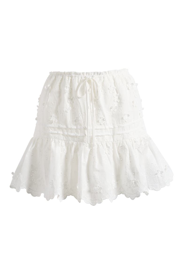 Tiered Embroidered Cotton Eyelet Miniskirt, Alternate, color, IVORY