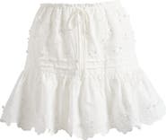 All in Favor Tiered Embroidered Cotton Eyelet Miniskirt
