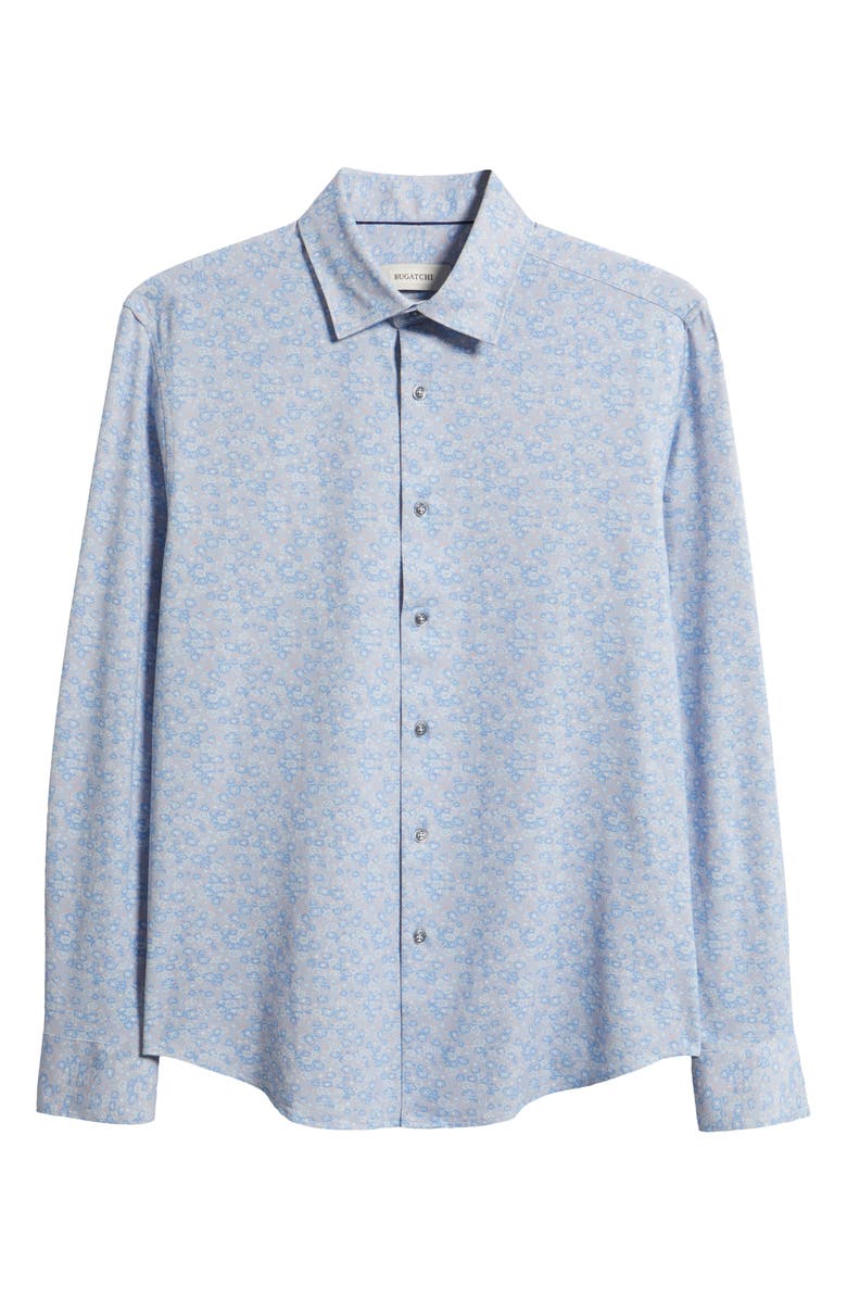 Bugatchi James OoohCotton<sup>®</sup> Abstract Floral Print Button-Up Shirt, Main, color, Air Blue