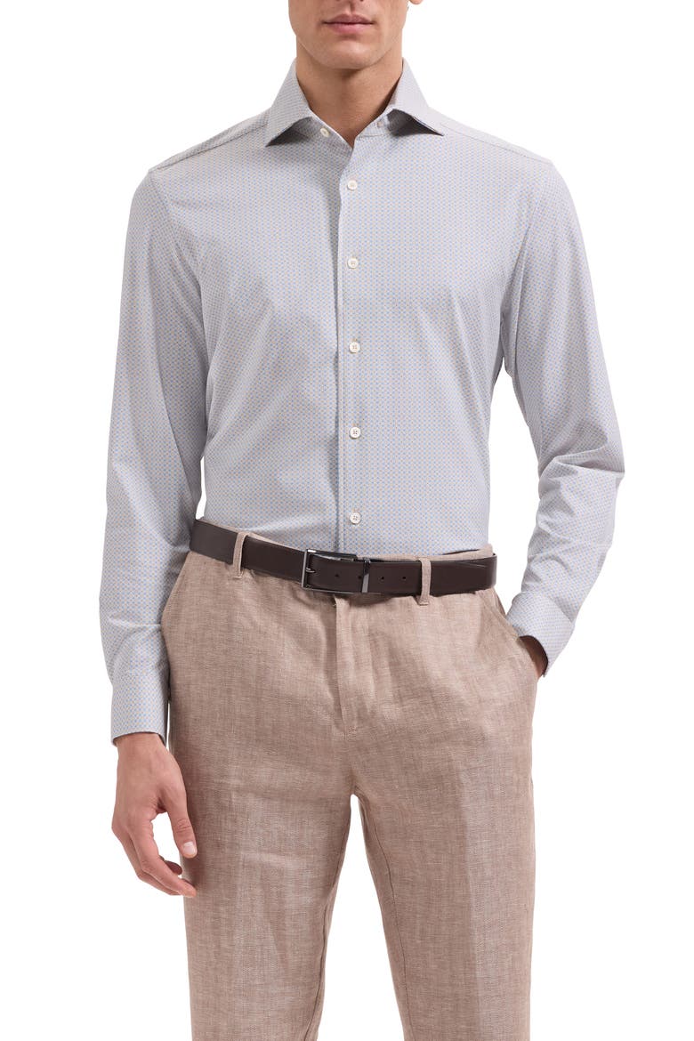 Devon OoohCotton® Geo Print Button-Up Shirt, Main, color, SAND
