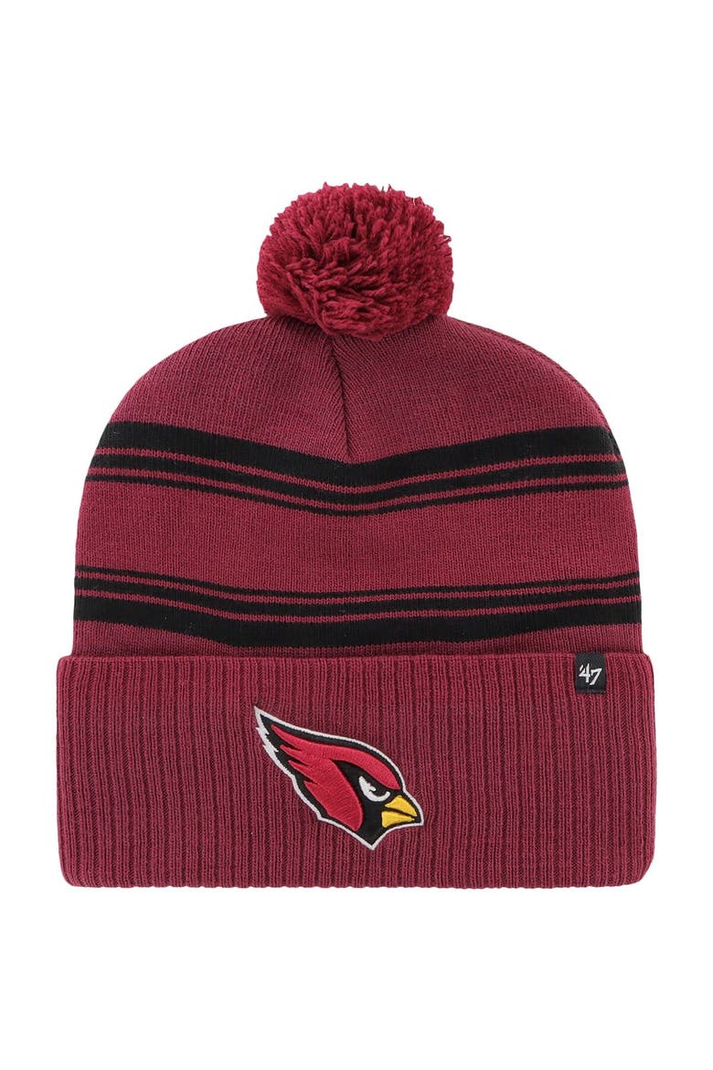 Men's '47 Cardinal Arizona Cardinals Fadeout Cuffed Knit Hat with Pom, Main, color, Cardinal
