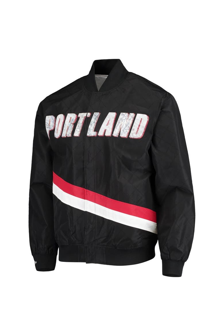 Men's Portland Trail Blazers Black Mitchell & Ness Hardwood Classics 75th Anniversary Authentic Warmup Full-Snap Jacket, Alternate, color, Black