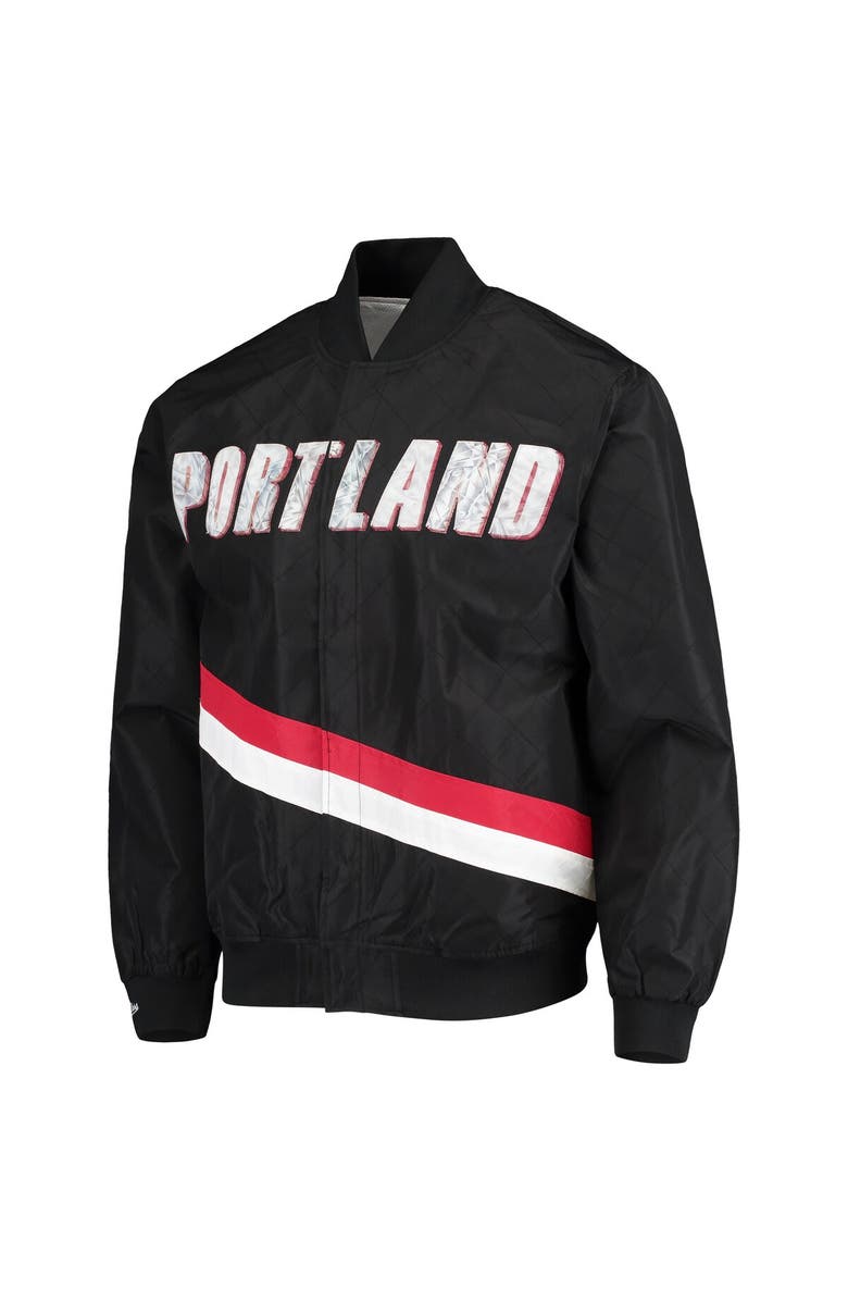 Mitchell & Ness Men's Portland Trail Blazers Black Mitchell & Ness Hardwood Classics 75th Anniversary Authentic Warmup Full-Snap Jacket, Alternate, color, 