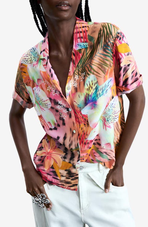Tropical Notched Collar Shirt