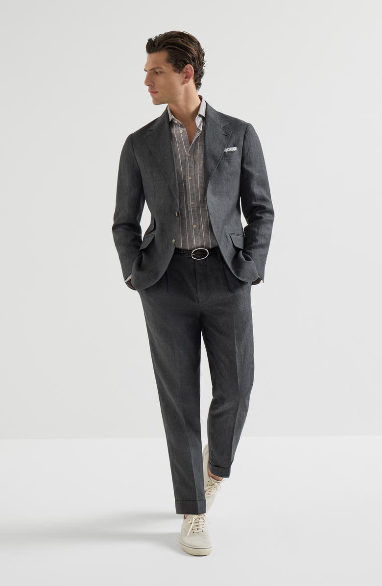 Brunello Cucinelli Chalk stripe shirt, Alternate, color, Hazelnut