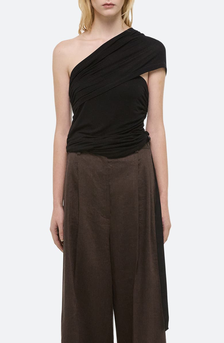 Helmut Lang Wind Convertible Asymmetric Cutout Jersey Top, Main, color, Black