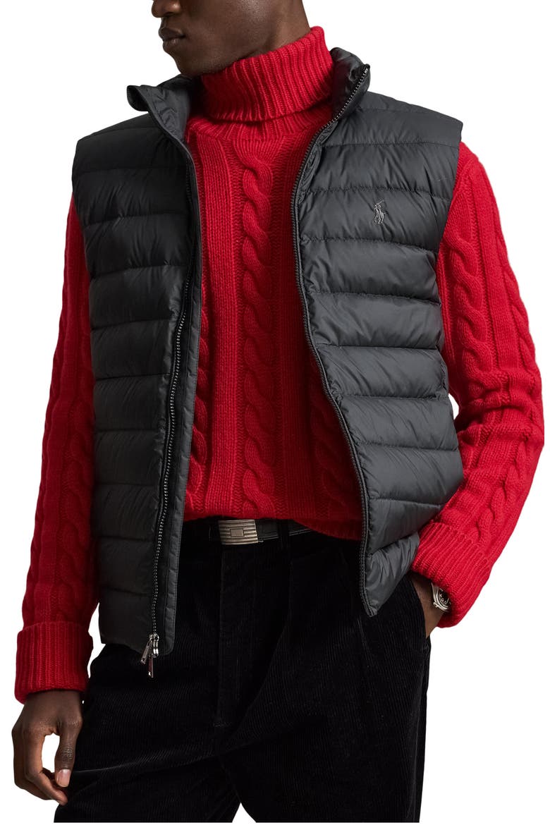 The Colden Water Repellent Packable Down Vest, Main, color, POLO BLACK
