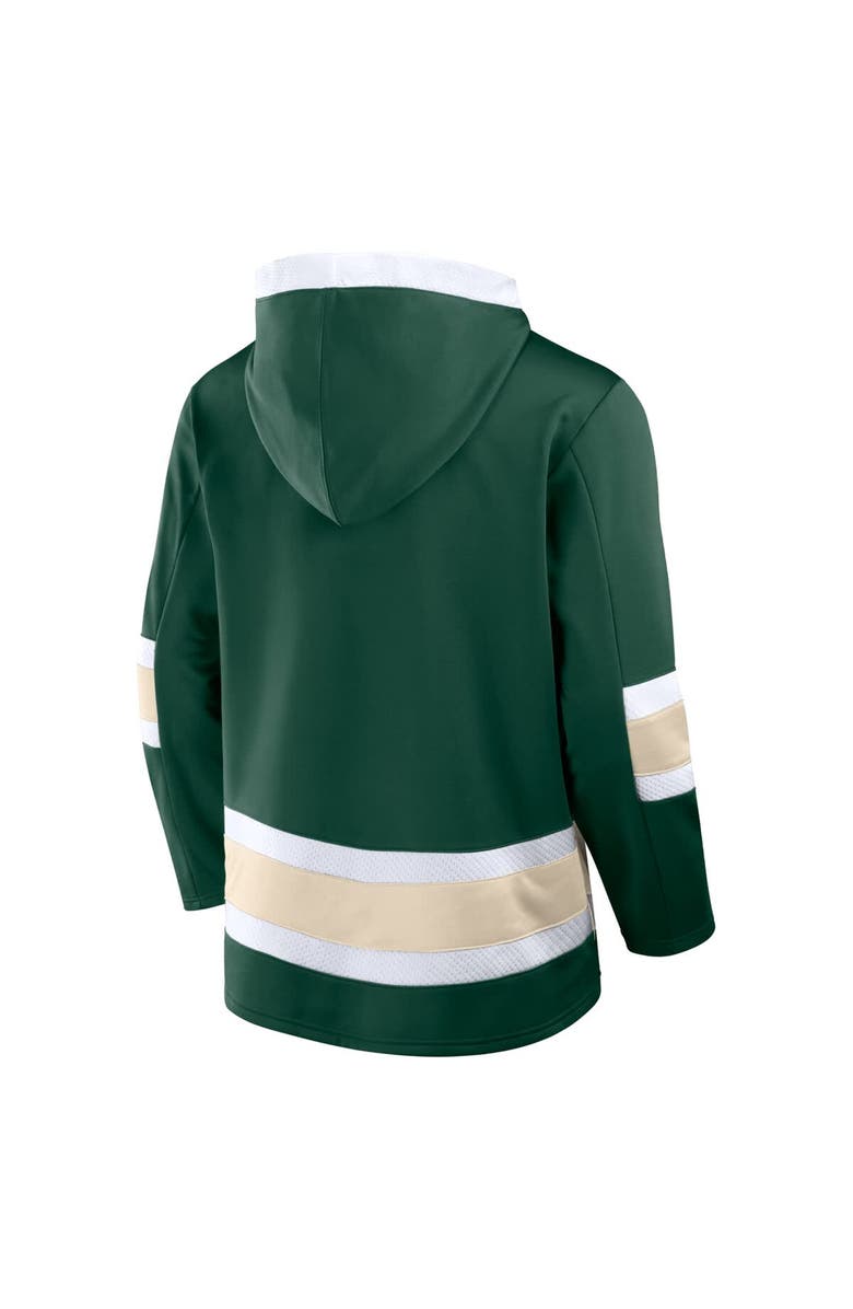 FANATICS Men's Fanatics Green Minnesota Wild Inside Line Fleece Pullover Hoodie, Alternate, color, Green