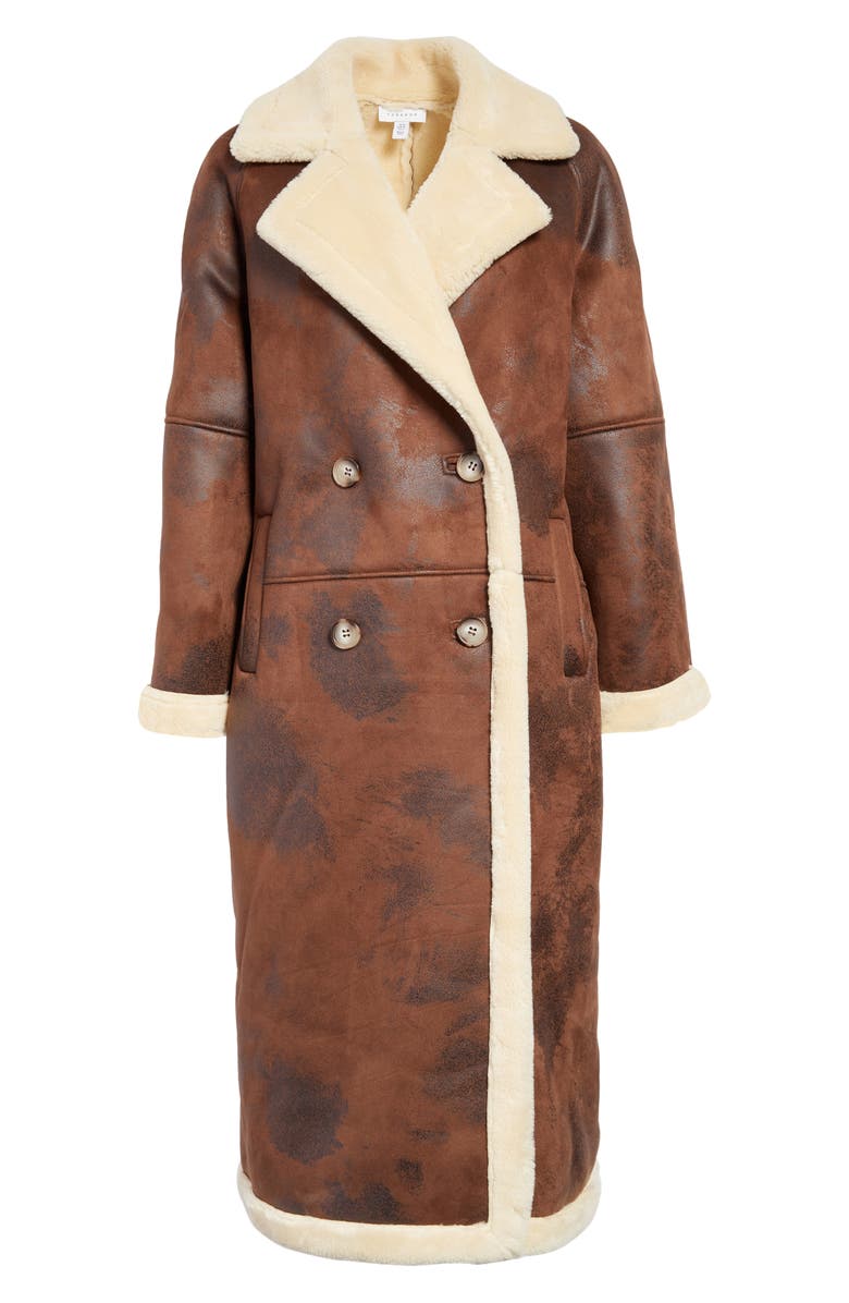 Topshop Faux Shearling Aviator Coat, Alternate, color, 