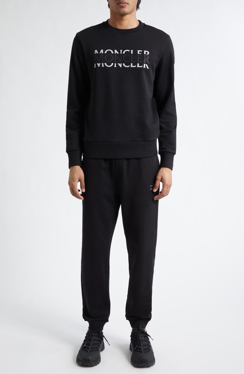 Moncler Logo Embroidered Sweatshirt, Alternate, color, Black