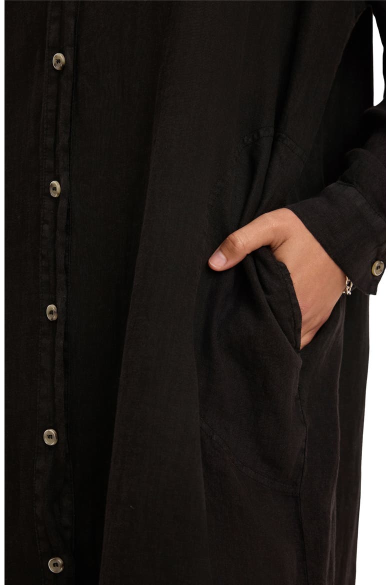 Cleowade Linen Shirtdress, Alternate, color, BLACK