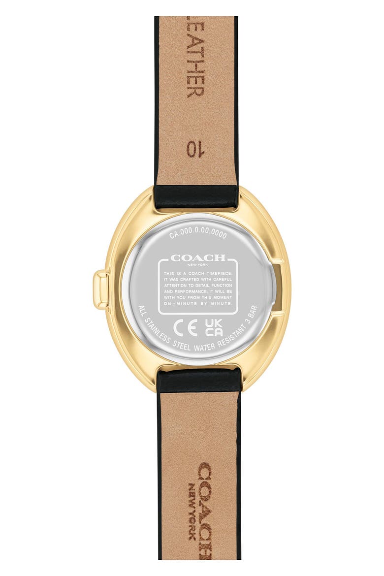 Sammy Leather Strap Watch, 22.5mm, Alternate, color, BLACK