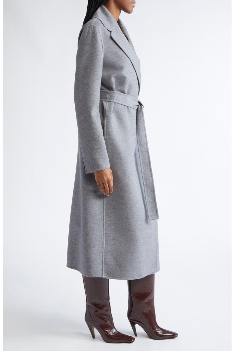 Belted Double Face Wool Wrap Coat, Alternate, color, LIGHT GREY MELANGE