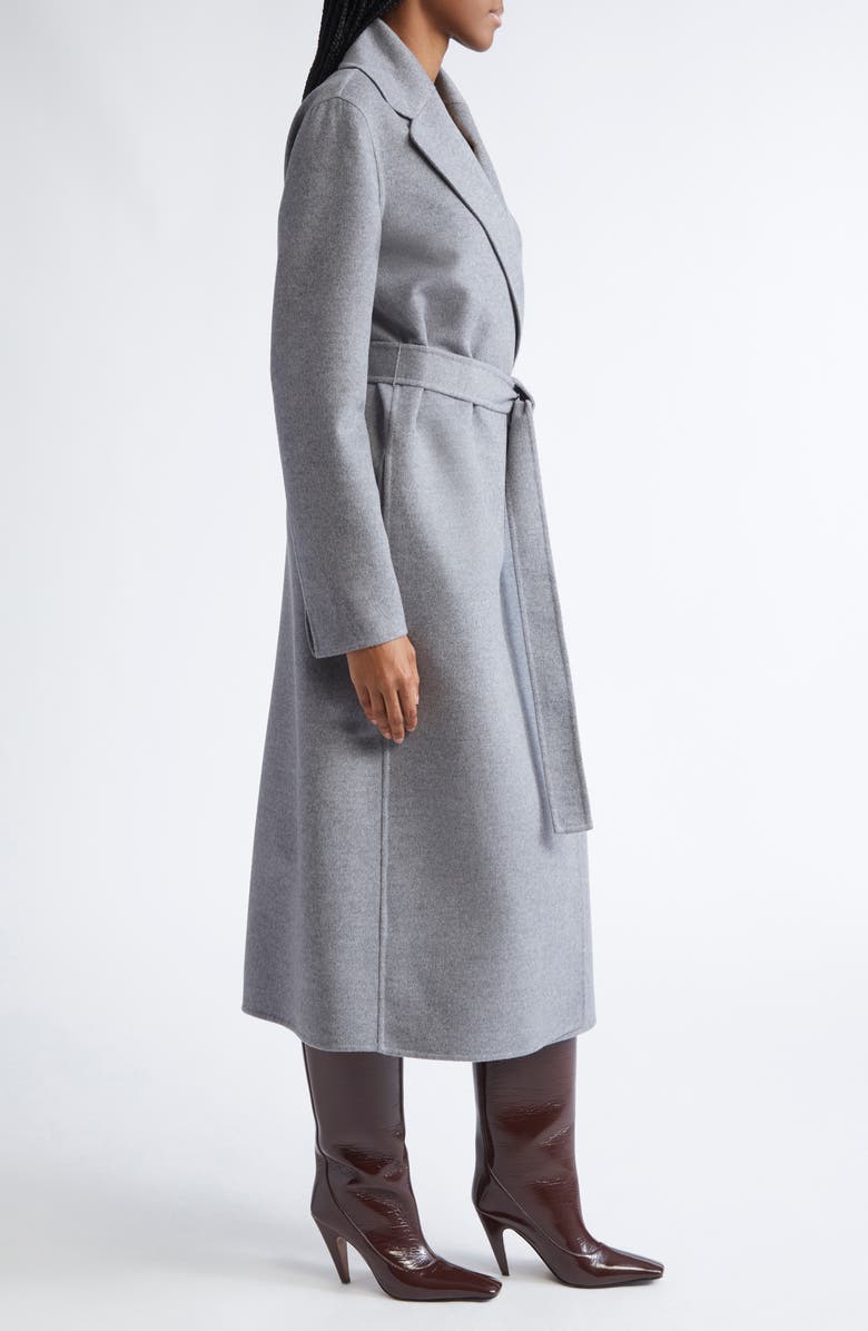 Stella McCartney Belted Double Face Wool Wrap Coat, Alternate, color, Light Grey Melange