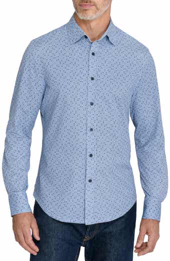 Slim Fit Geo Floral Print Long Sleeve Button Up Shirt