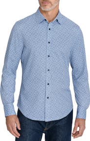 CONSTRUCT Slim Fit Geo Floral Print Long Sleeve Button Up Shirt