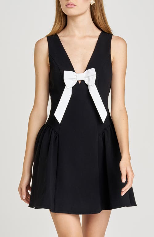 Wayf Ariana Bow Fit & Flare Minidress In Black