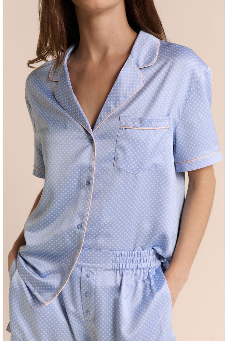 Abel Short Sleeve Chemise Button-Up Pajama Shirt, Alternate, color, PRINTED GREEN BLUE