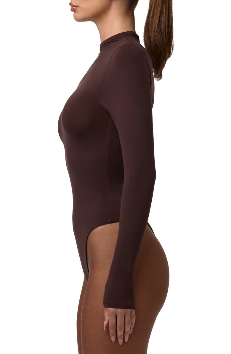 Naked Wardrobe Naked Long Sleeve Bodysuit, Alternate, color, Dark Chocolate
