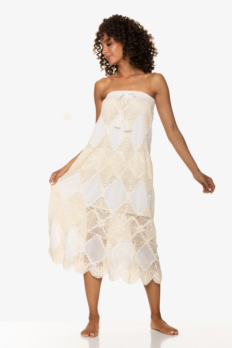 Scallop Crochet Maxi Skirt/Bandeau Dress, Alternate, color, Ivory Crochet