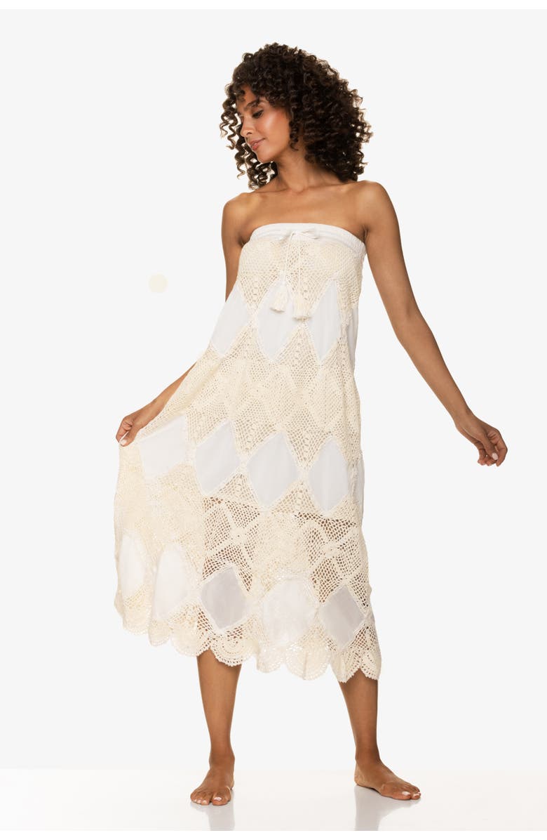 HELEN JON Scallop Crochet Maxi Skirt/Bandeau Dress, Alternate, color, Ivory Crochet