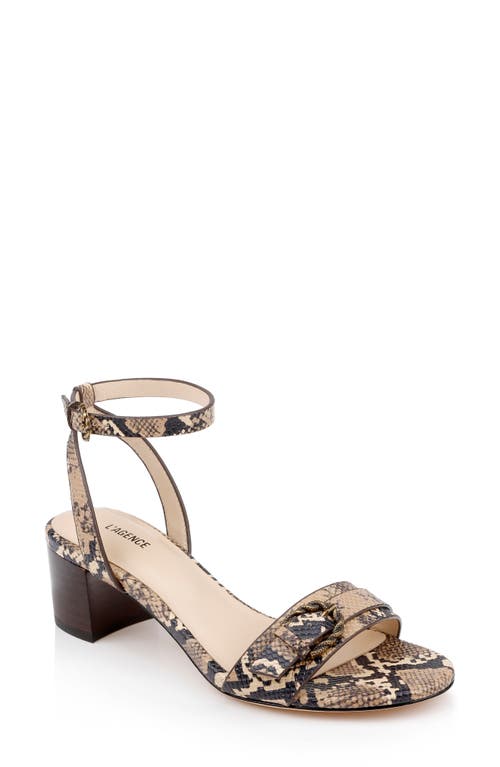 Shop L Agence L'agence Hughette Snakeskin Embossed Ankle Strap Sandal In Natural Snake Embossed
