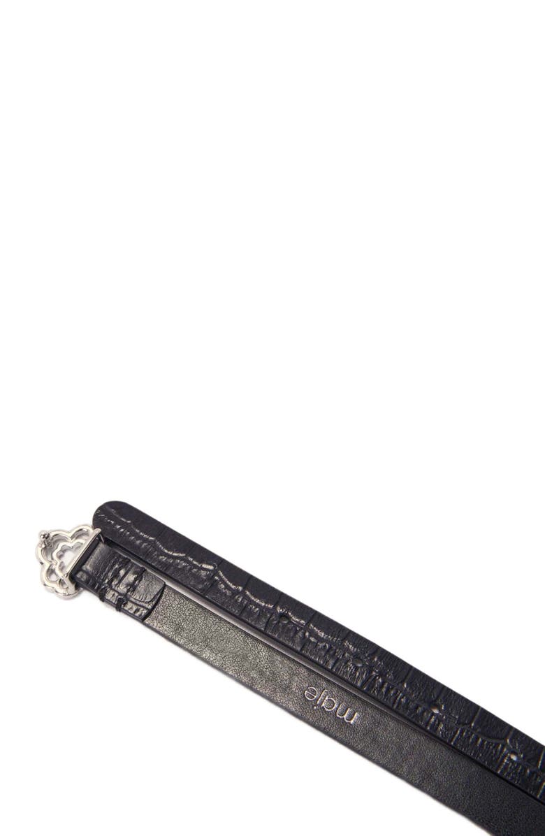 maje Slim mock croc leather Clover belt, Alternate, color, 