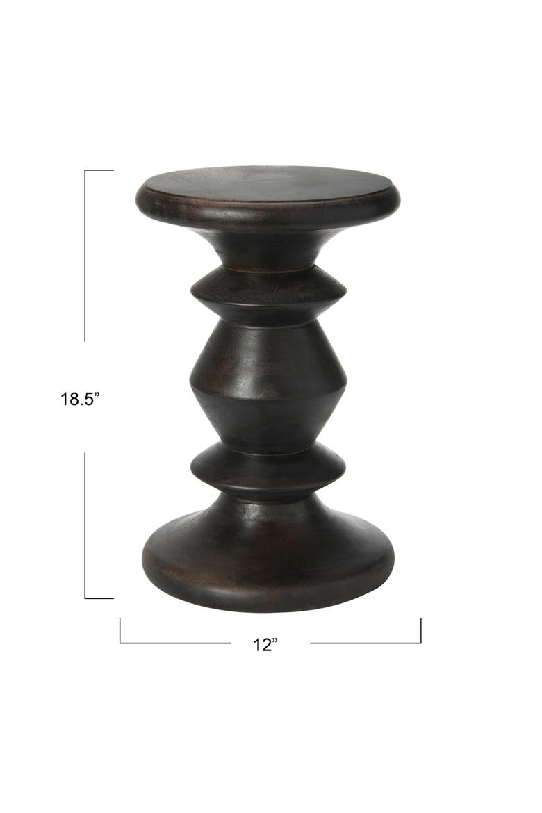 Berns Mid Century Modern Solid Wood End Table or Stool, Black Walnut Finish, Alternate, color, Black