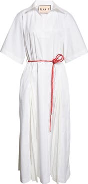 PLAN C Relaxed Belted Cotton Dress