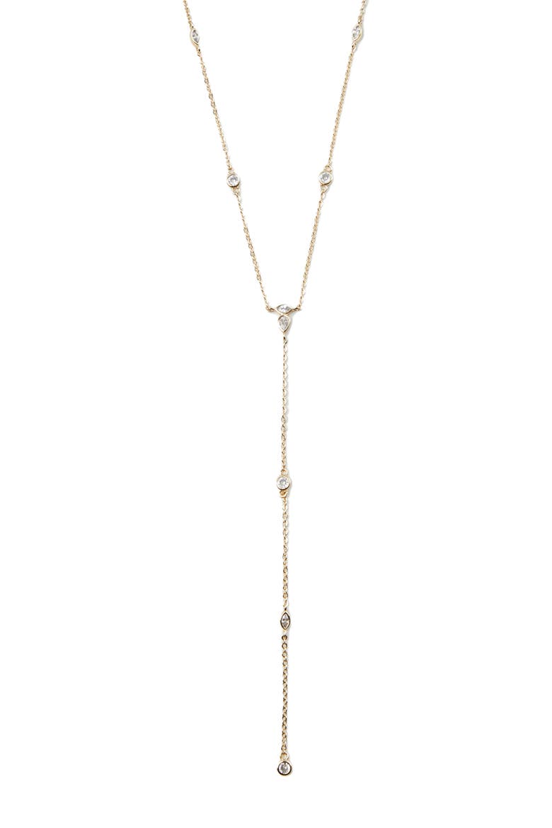 Cubic Zirconia Station Y-Necklace, Main, color, GOLD