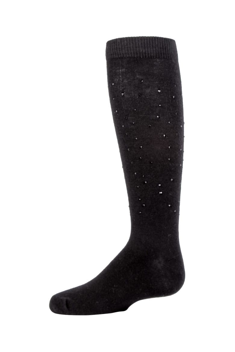 Jazzy Jeweled Knee Socks, Main, color, Black