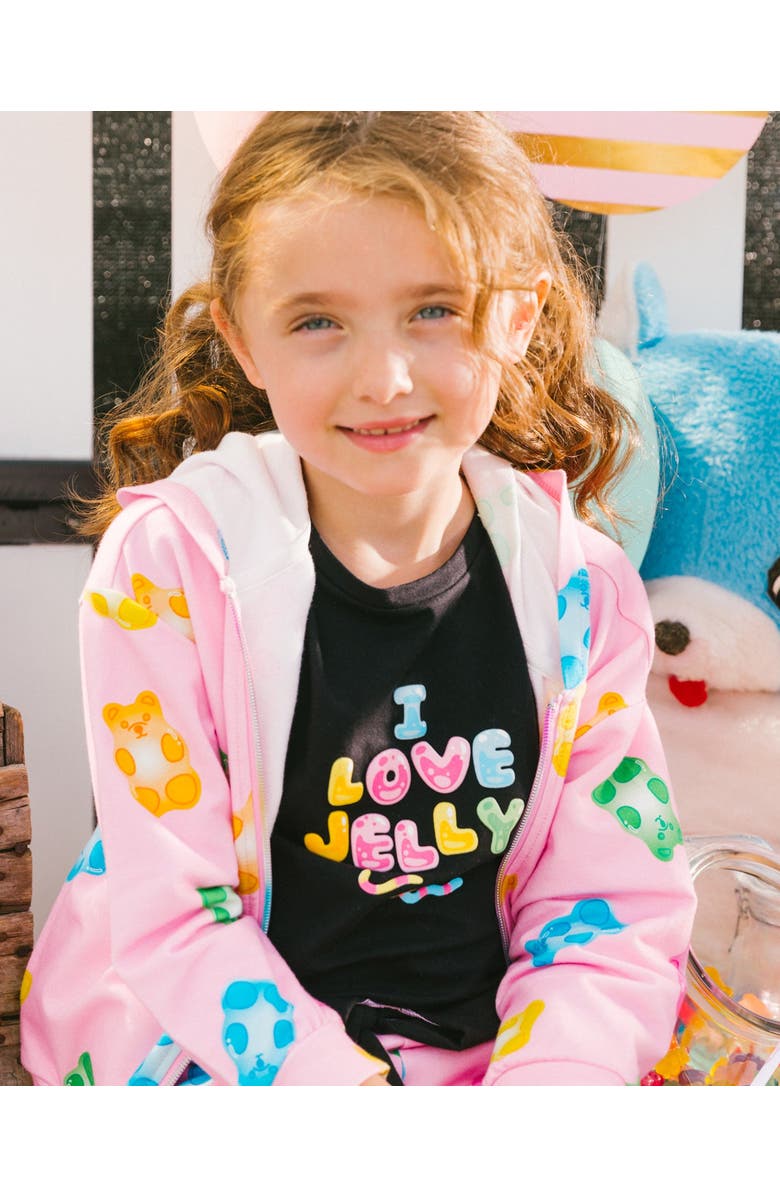 Deux par Deux Girl's Organic Cotton Tee With Print And Knot Black And Multicolored, Alternate, color,