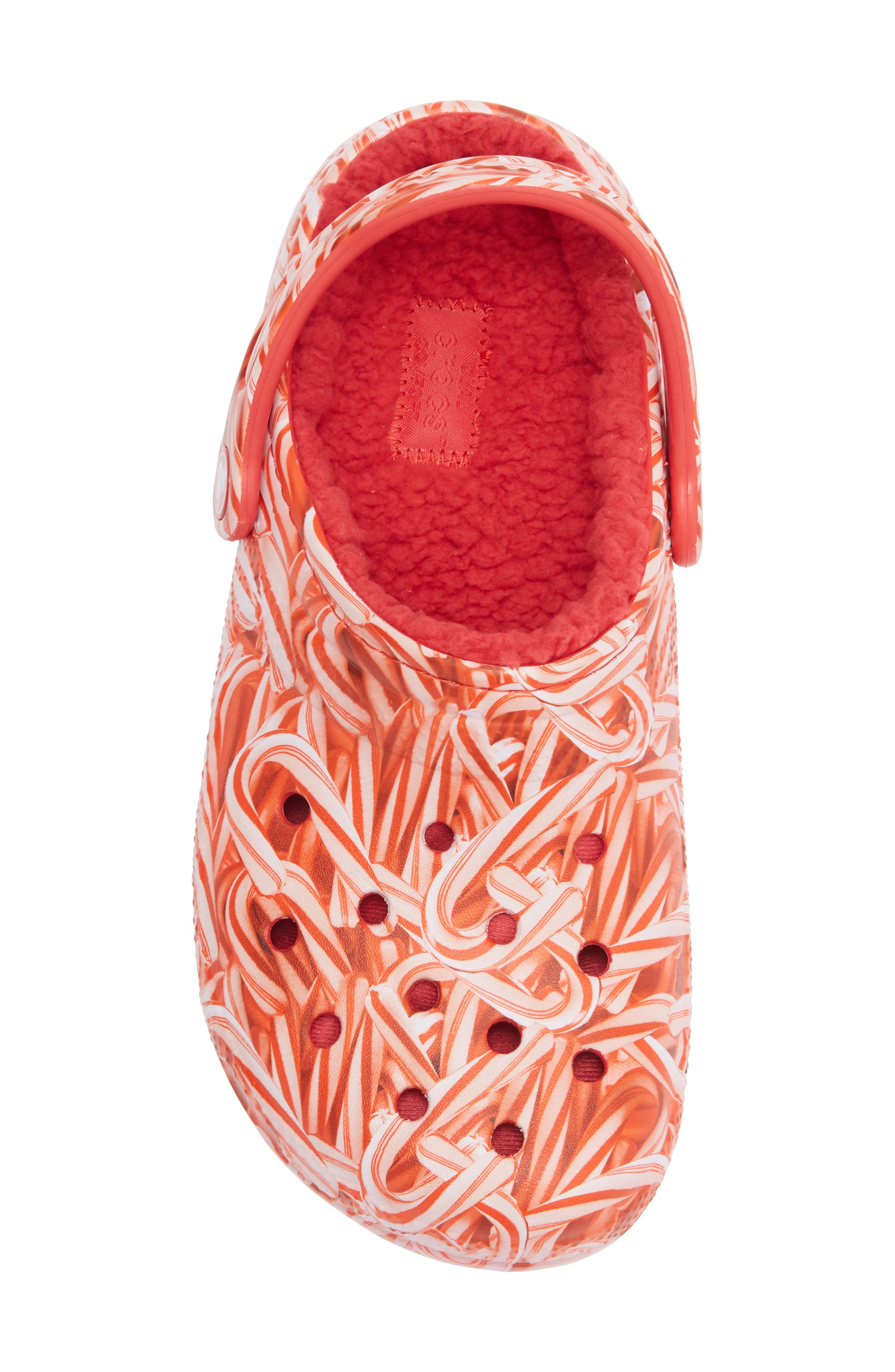 CROCS Classic Lined Candy Cane Clog, Alternate, color, Varcity Red