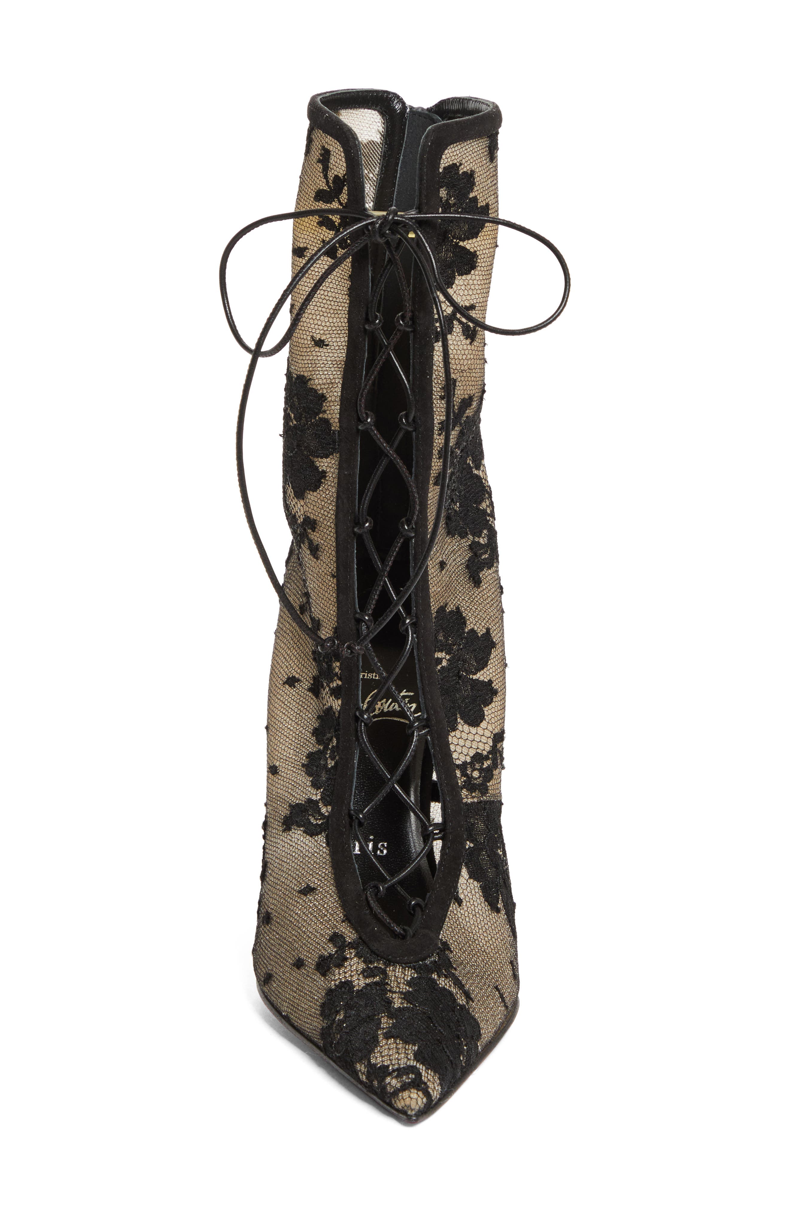 Christian Louboutin Lace Bootie, Alternate, color, Black