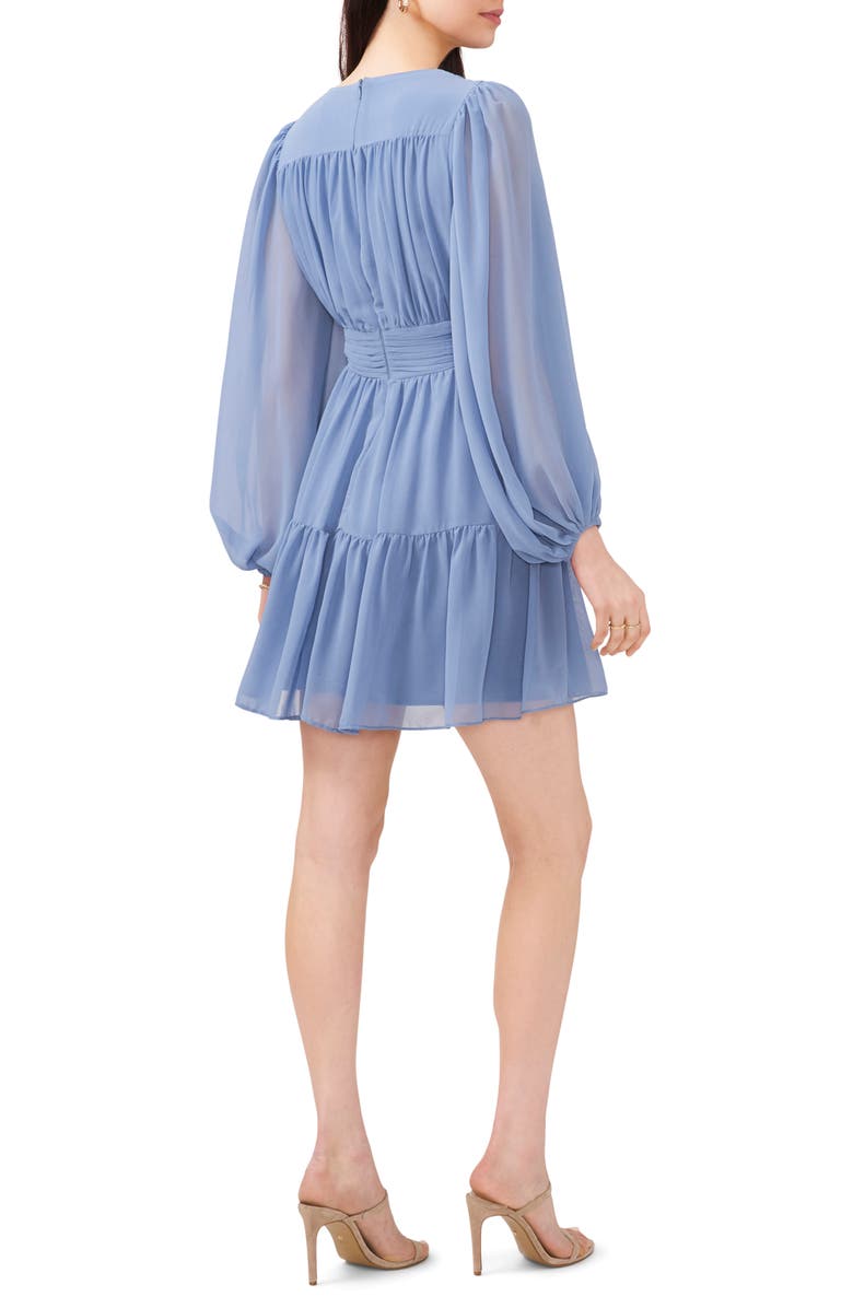 Chaus Balloon Long Sleeve Tiered Dress, Alternate, color, Pocelain Blue