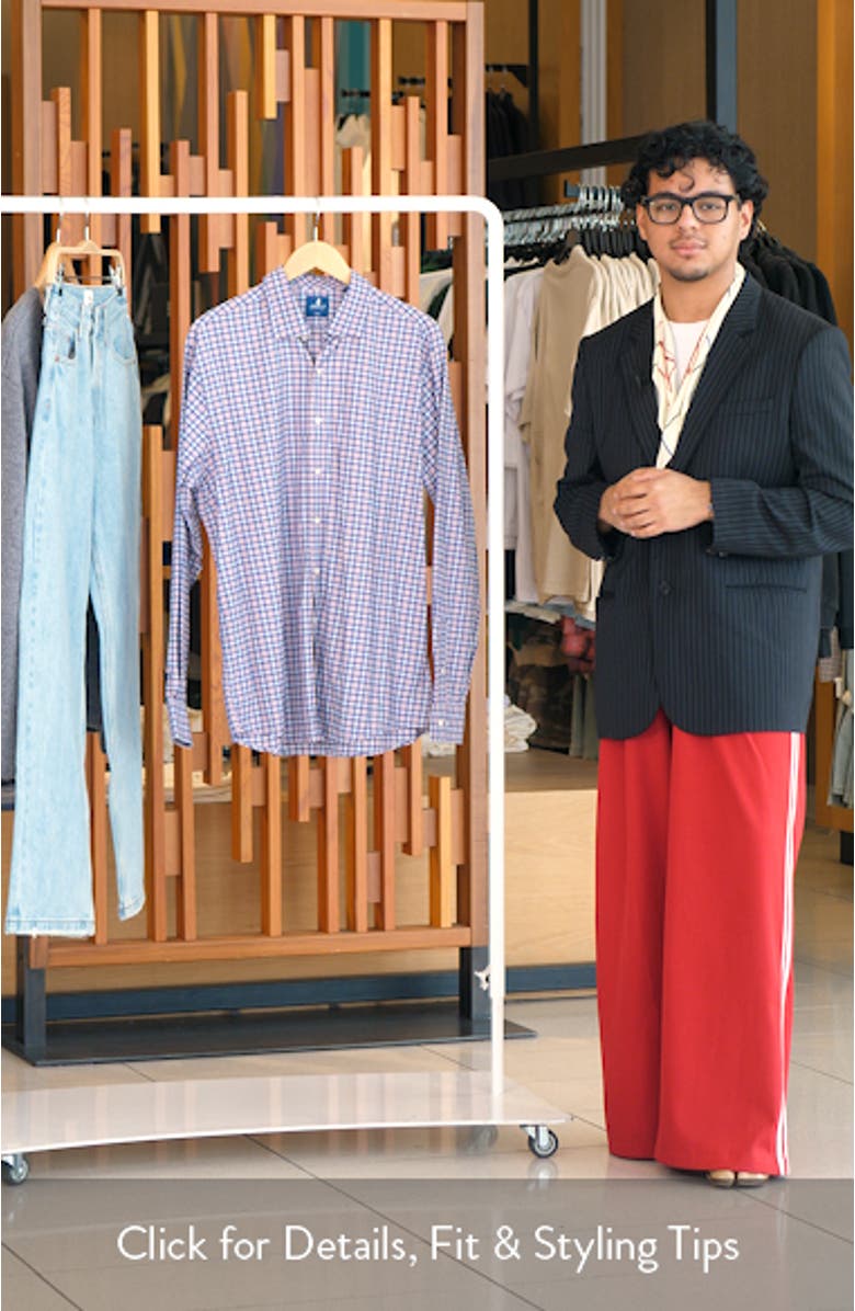 Mayes Plaid Nylon Blend Button-Down Shirt, sales video thumbnail