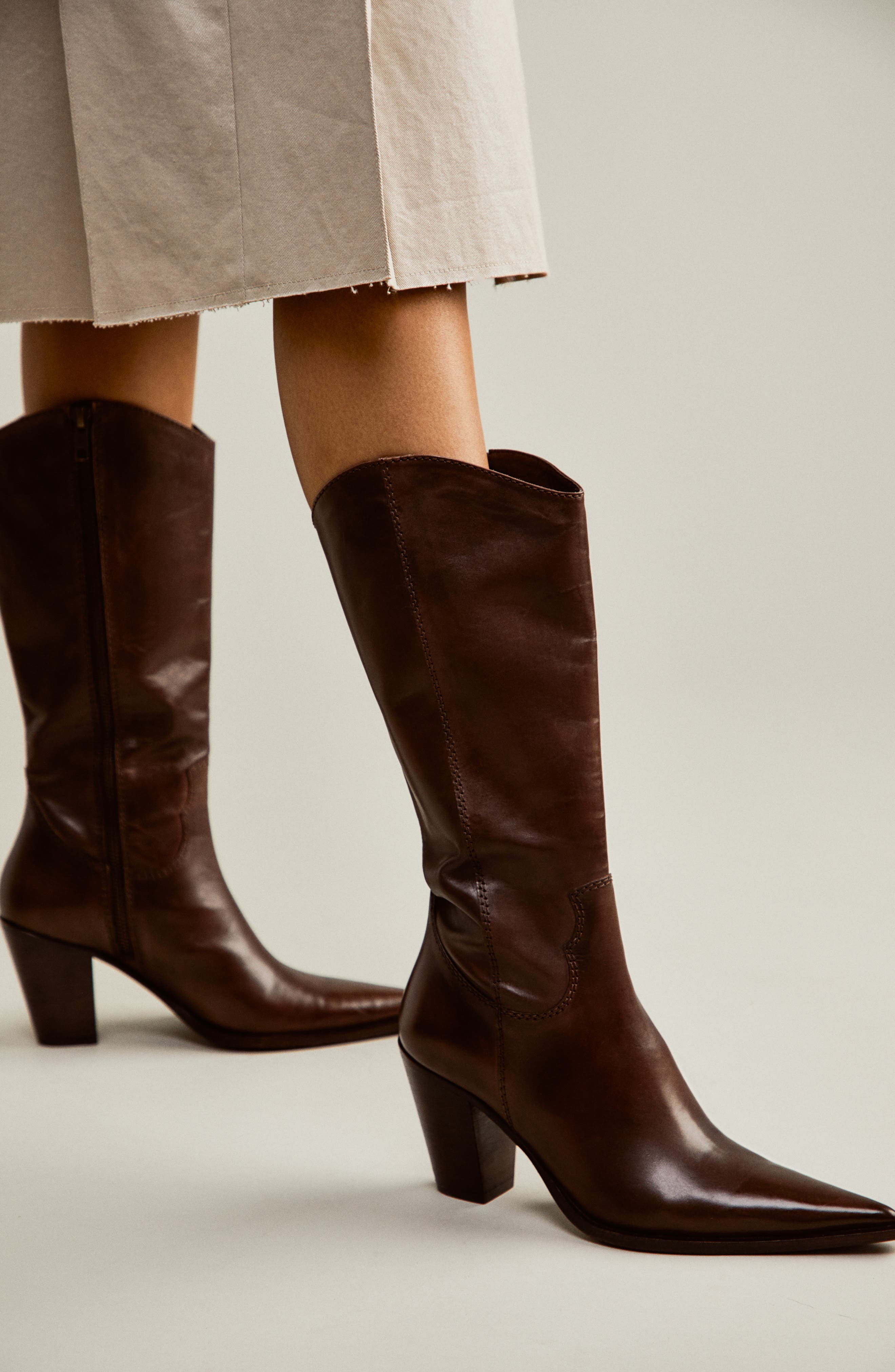 Copenhagen Knee High Boot, Alternate, color, FUDGESICLE LEATHER