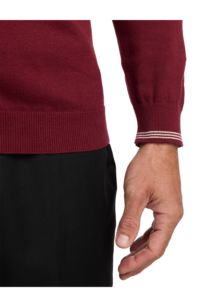 Paul Fredrick Cotton Full Zip Polo, Alternate, color, Burgundy