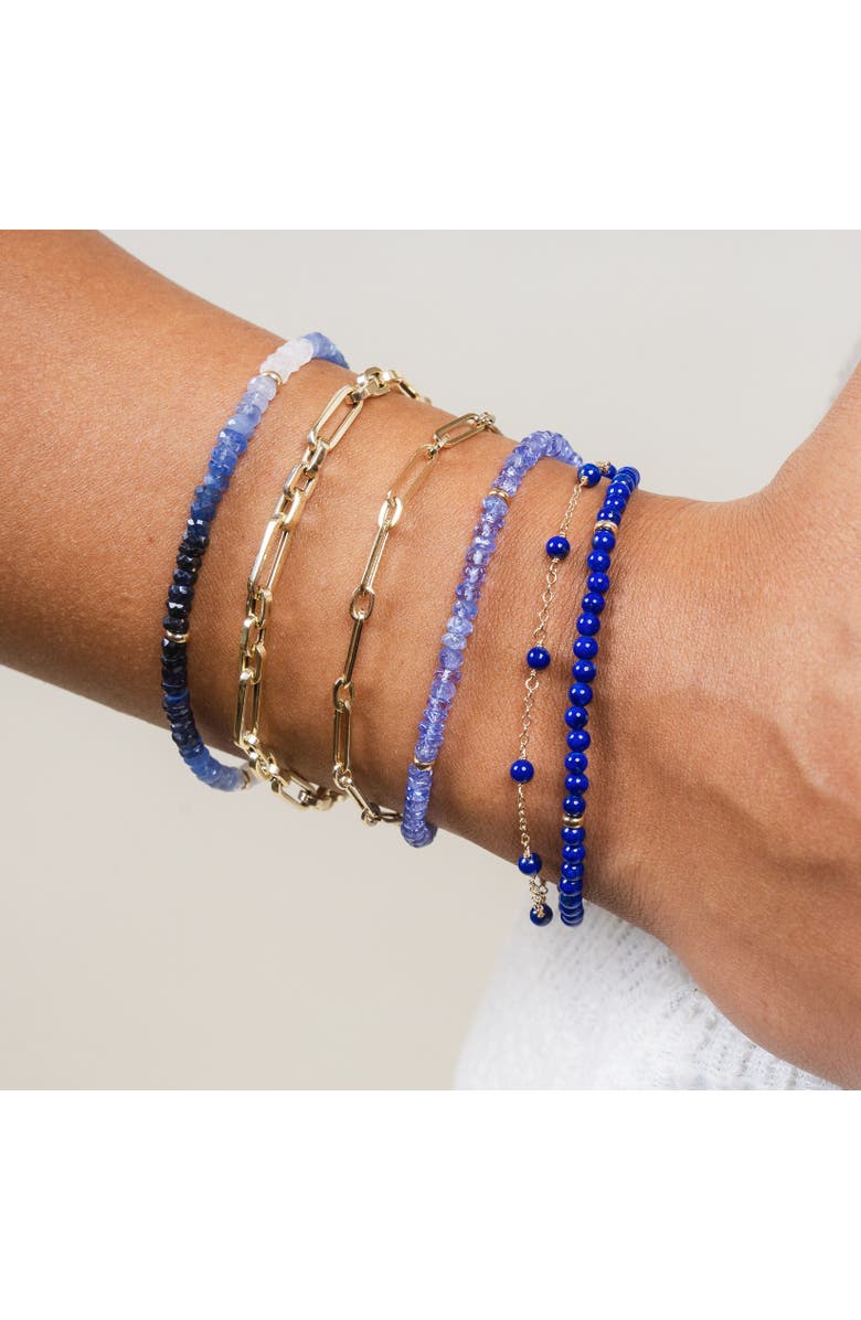 The Lovery Fine Jewelry Lapis Bead Chain Bracelet, Alternate, color, Lapis
