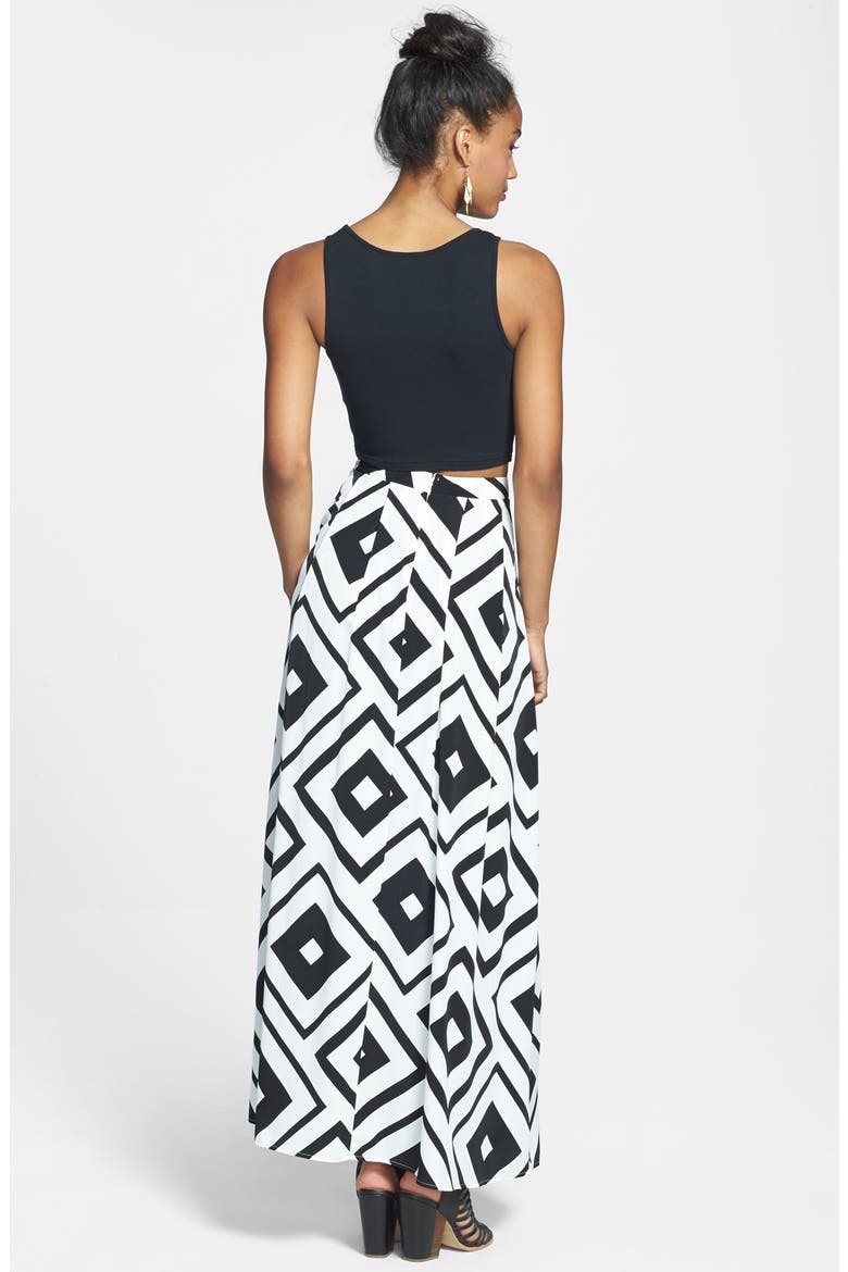 Pleat Maxi Skirt, Alternate, color, BLACK/ WHITE