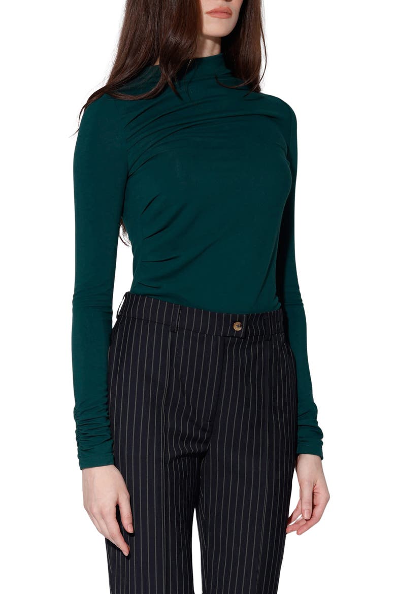 Celia Ruched Long Sleeve Top, Alternate, color, HUNTER