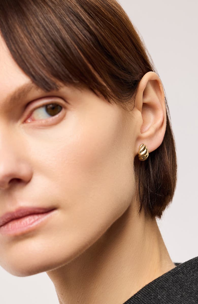 Ana Luisa Solid Yellow Gold - Rope Huggie Studs, Alternate, color, Gold