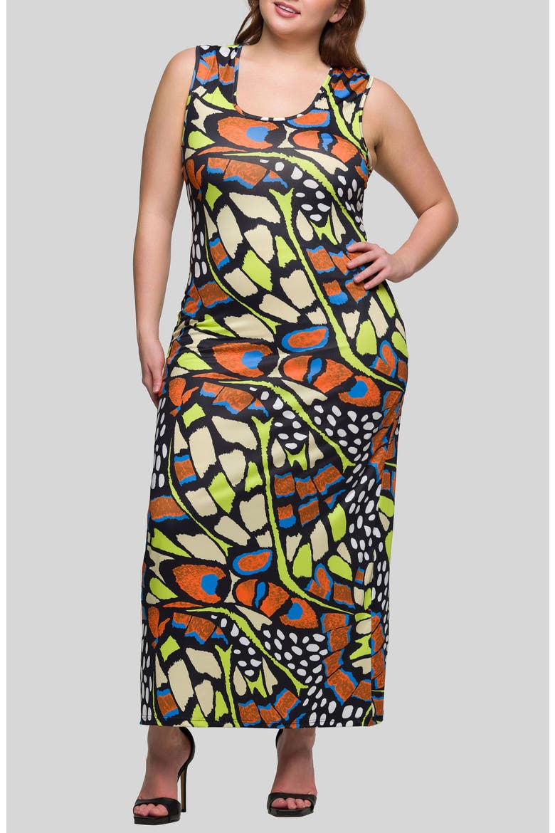 Racerback Tank Maxi Dress, Main, color, YELLOW MULTI