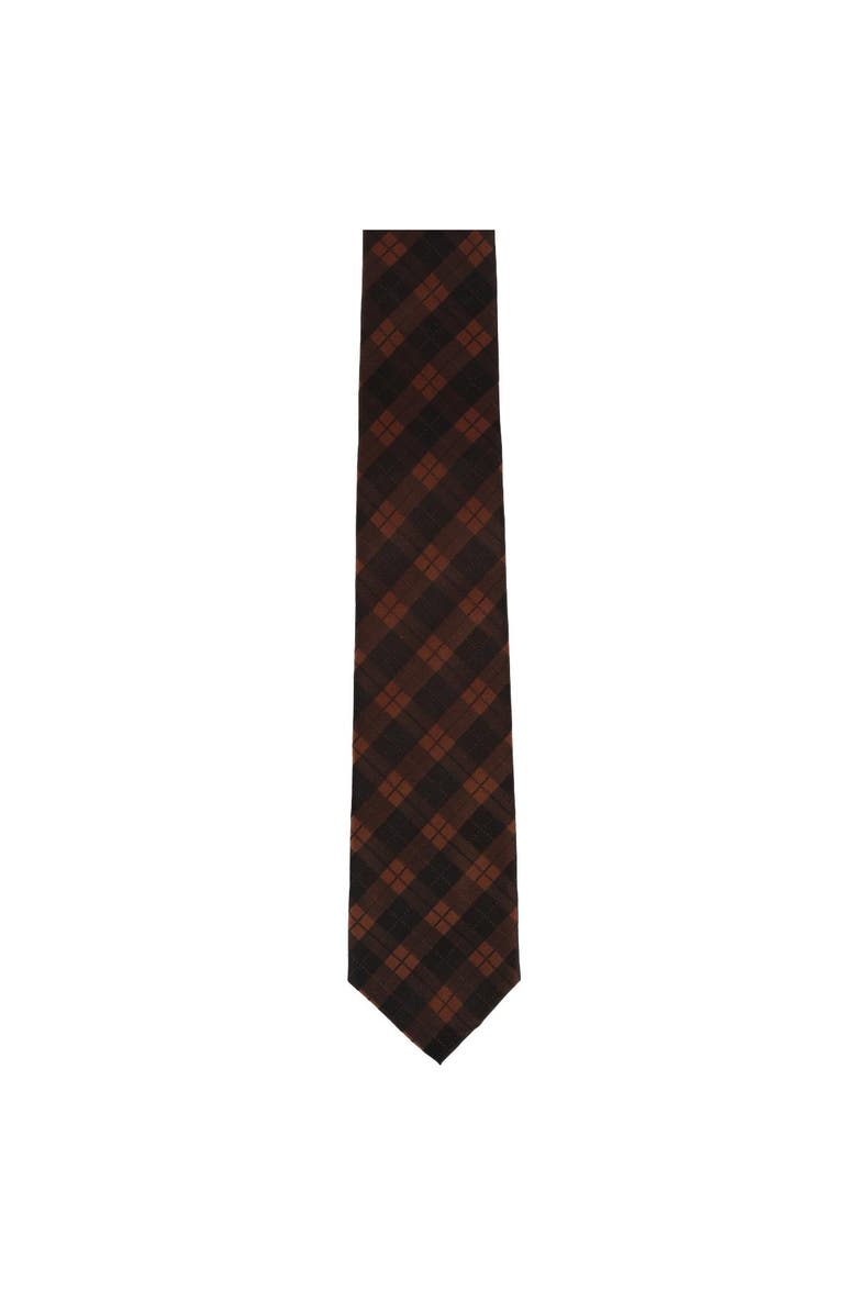 Trafalgar Digby Checkered Plaid Silk Necktie, Alternate, color, Brown